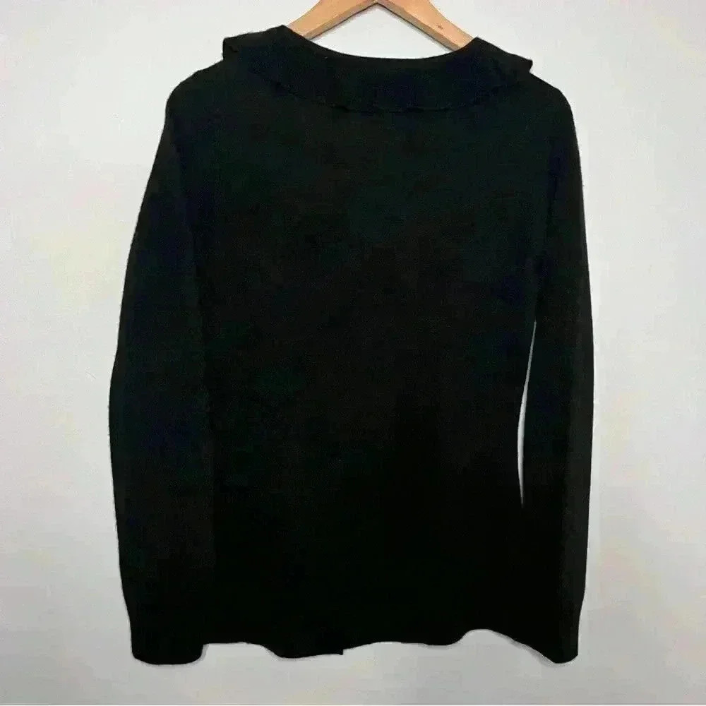 Susan Lawrence Black Sweater Ruffle Collar Size PS in EUC - Picture 3 of 5